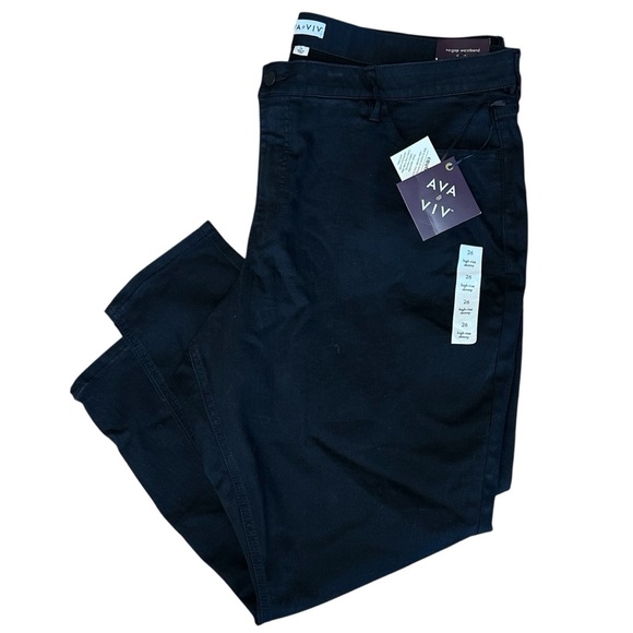 🌴 Ava & Viv NWT High Rise Skinny Jeans Black Sz 26 Stretch No Gap Waist - Picture 1 of 6